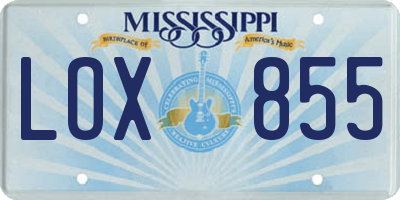 MS license plate LOX855