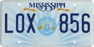 MS license plate LOX856