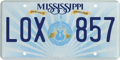 MS license plate LOX857
