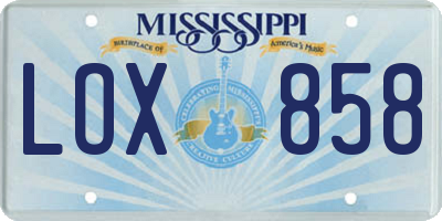 MS license plate LOX858