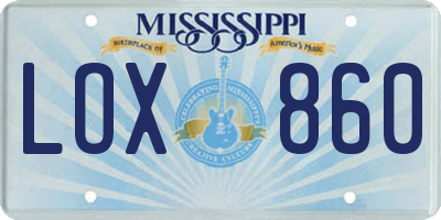 MS license plate LOX860
