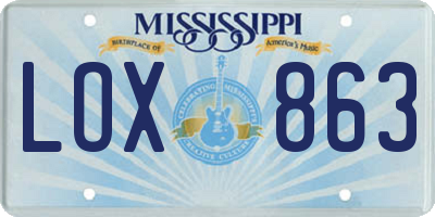 MS license plate LOX863