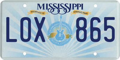 MS license plate LOX865