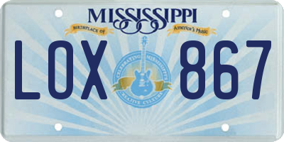 MS license plate LOX867