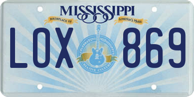 MS license plate LOX869