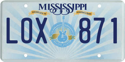 MS license plate LOX871