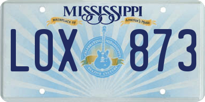 MS license plate LOX873