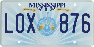 MS license plate LOX876