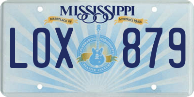 MS license plate LOX879