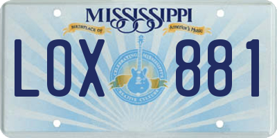 MS license plate LOX881