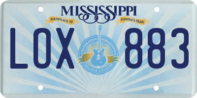 MS license plate LOX883