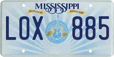 MS license plate LOX885