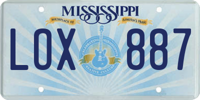 MS license plate LOX887