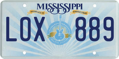 MS license plate LOX889