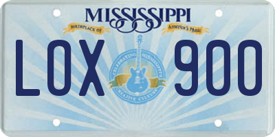 MS license plate LOX900