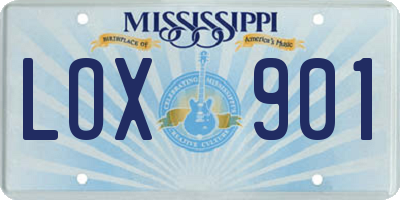 MS license plate LOX901