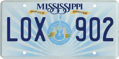 MS license plate LOX902