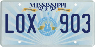 MS license plate LOX903