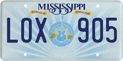 MS license plate LOX905