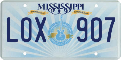 MS license plate LOX907