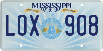 MS license plate LOX908