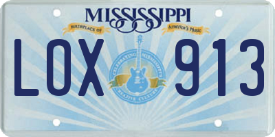 MS license plate LOX913