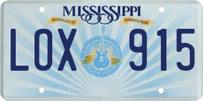 MS license plate LOX915