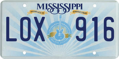 MS license plate LOX916