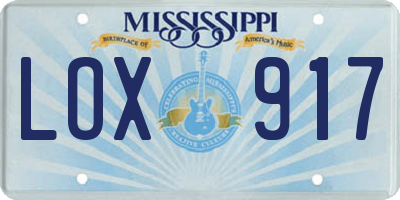 MS license plate LOX917