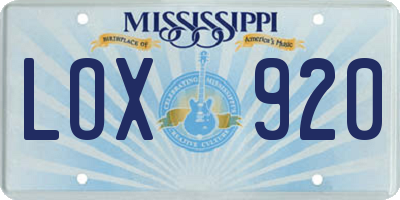 MS license plate LOX920