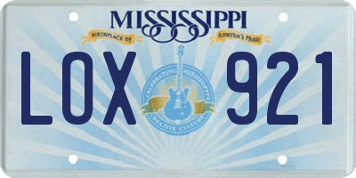 MS license plate LOX921