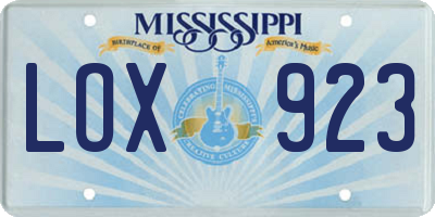 MS license plate LOX923