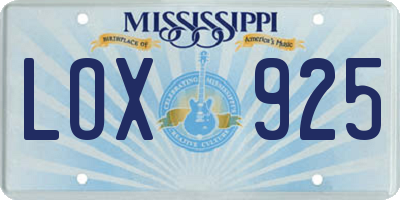 MS license plate LOX925