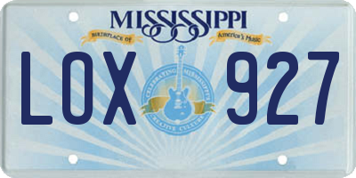 MS license plate LOX927