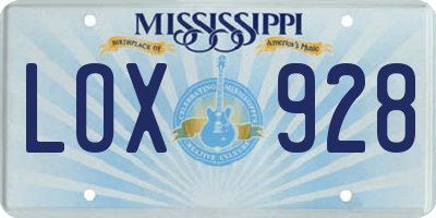 MS license plate LOX928