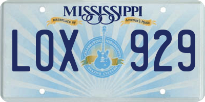 MS license plate LOX929