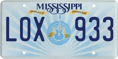 MS license plate LOX933