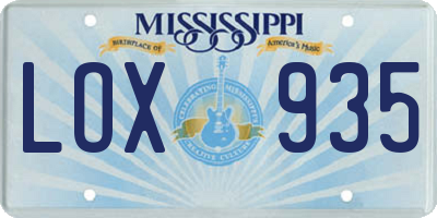 MS license plate LOX935
