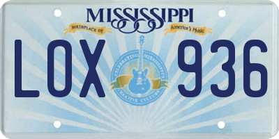 MS license plate LOX936