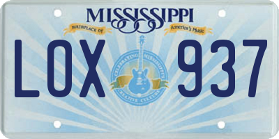 MS license plate LOX937