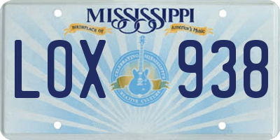 MS license plate LOX938