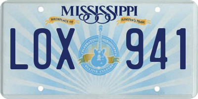 MS license plate LOX941