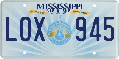 MS license plate LOX945