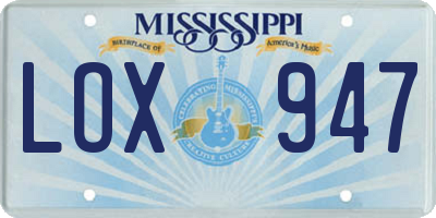 MS license plate LOX947