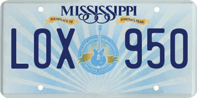 MS license plate LOX950