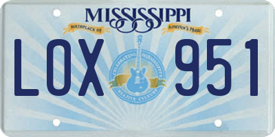 MS license plate LOX951