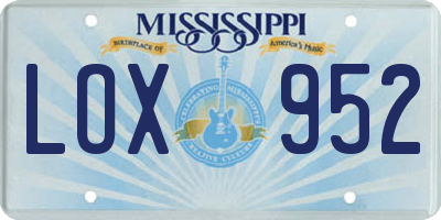 MS license plate LOX952