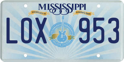 MS license plate LOX953