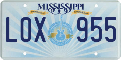 MS license plate LOX955