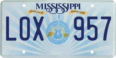MS license plate LOX957